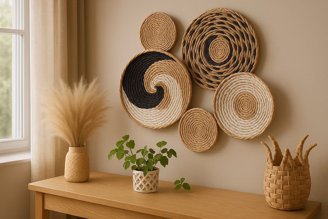 Handwoven african basket wall decor